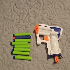 Nerf N-Strike Elite Triad EX-3 White Blue & Orange Blaster Toy w/ 8 foam darts